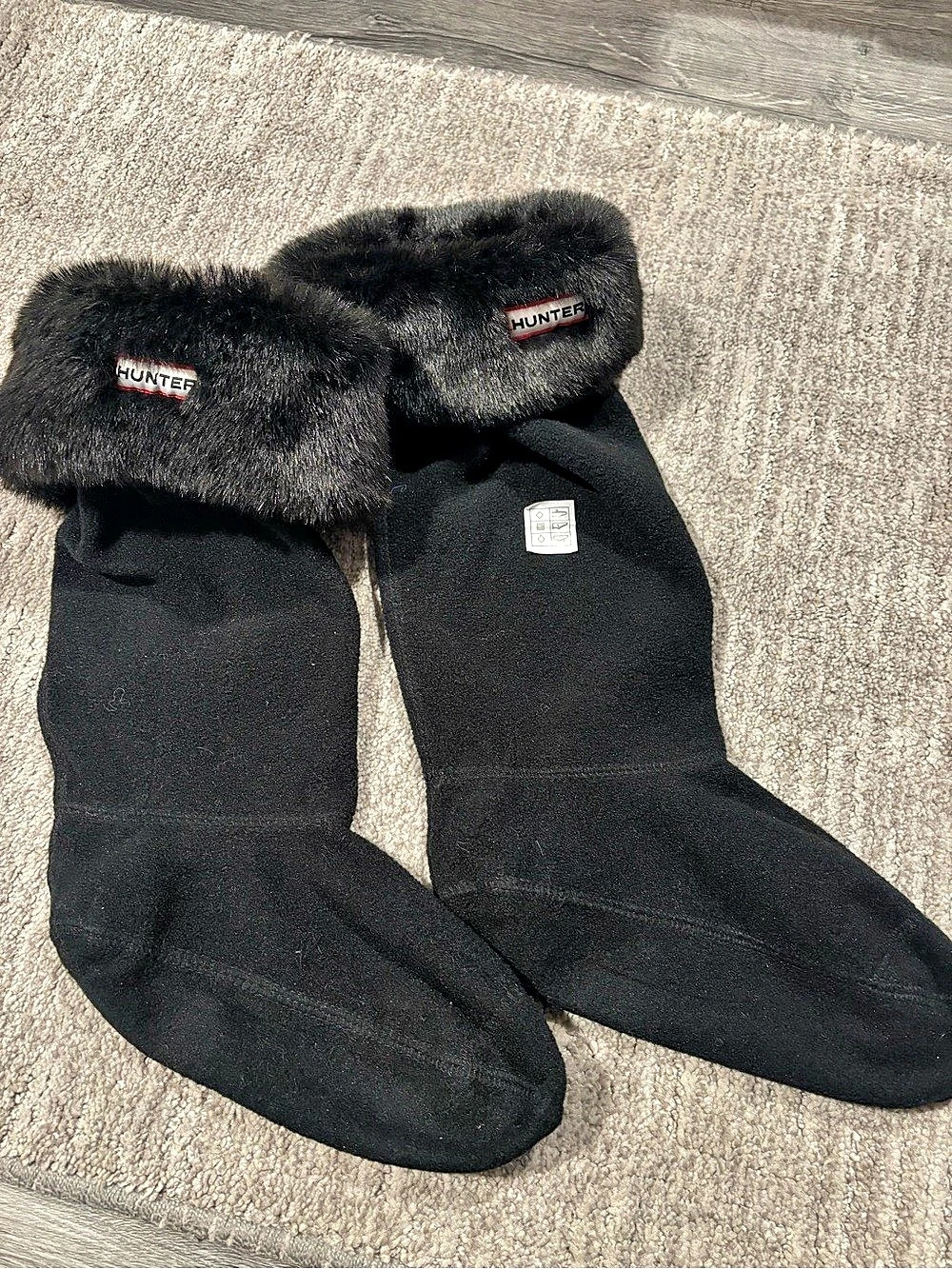 Hunter Original Tall Faux Fur Cuff Boot Socks Black